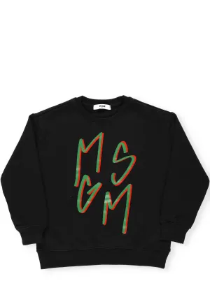 MSGM Kids Logo Print Crewneck Sweatshirt