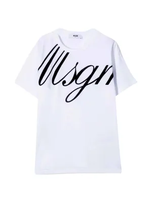 MSGM Kids Logo Print Crewneck T-Shirt