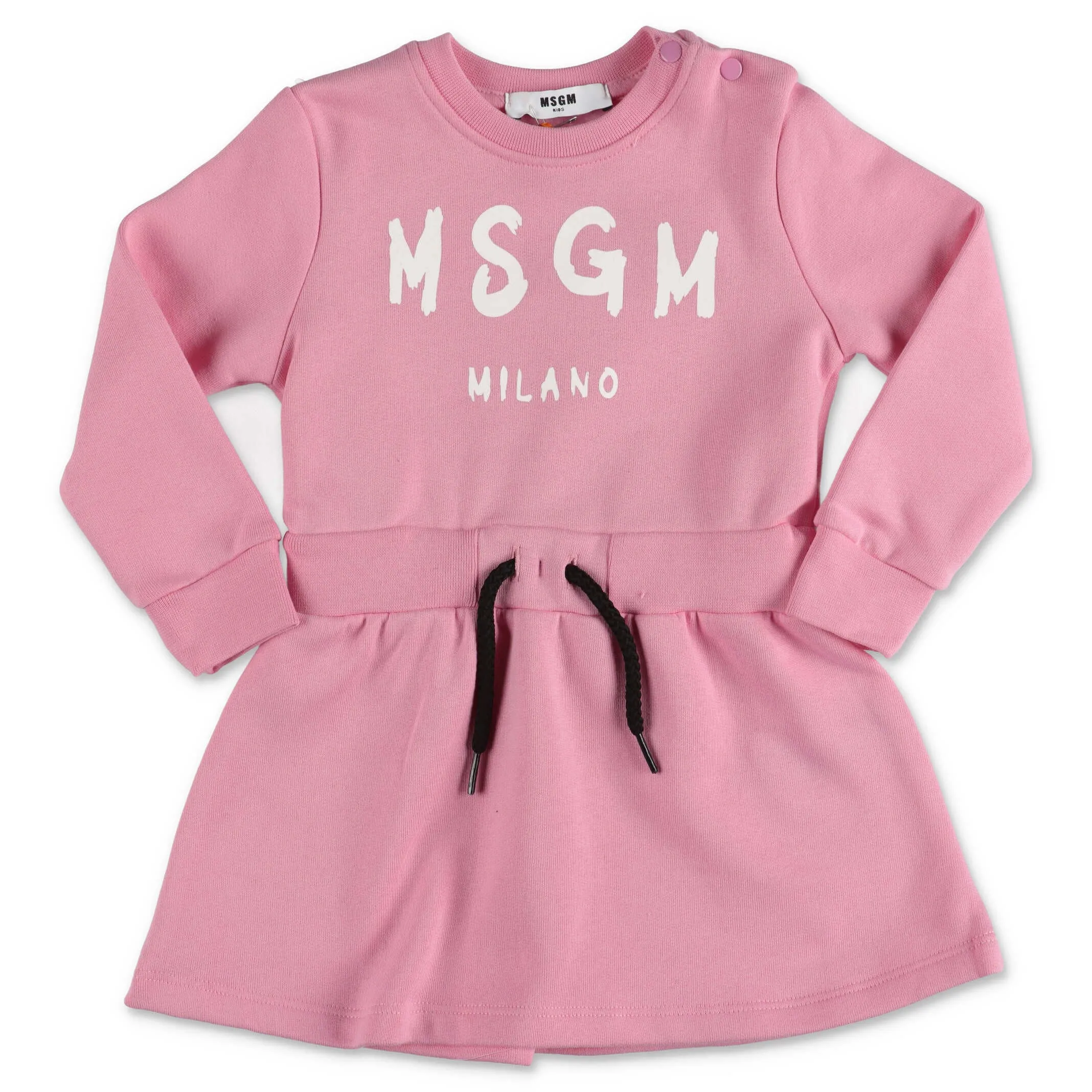 MSGM Kids Logo Print Drawstring Waist Dress
