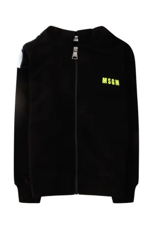 MSGM Kids Logo Print Zipped Hoodie
