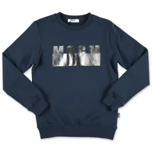 MSGM Kids Metallic Logo Printed Sweatshirt