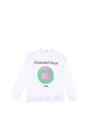 MSGM Kids Slogan Print Crewneck Sweatshirt