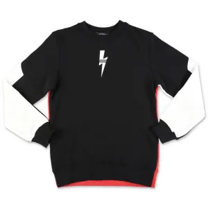 Neil Barrett Kids Thunderbolt Printed Colour Block Sweatshirt