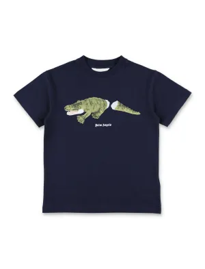Palm Angels Kids Crocodile Print Crewneck T-Shirt