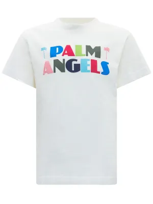 Palm Angels Kids Logo Print Crewneck T-Shirt