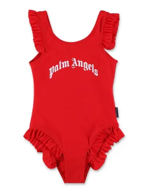 Palm Angels Kids Logo Printed Sleeveless One Piece Swimsuit