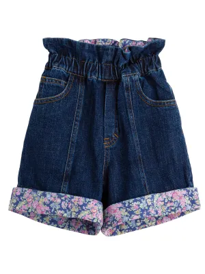 Philosophy Di Lorenzo Serafini Kids Floral Cuffed Denim Shorts