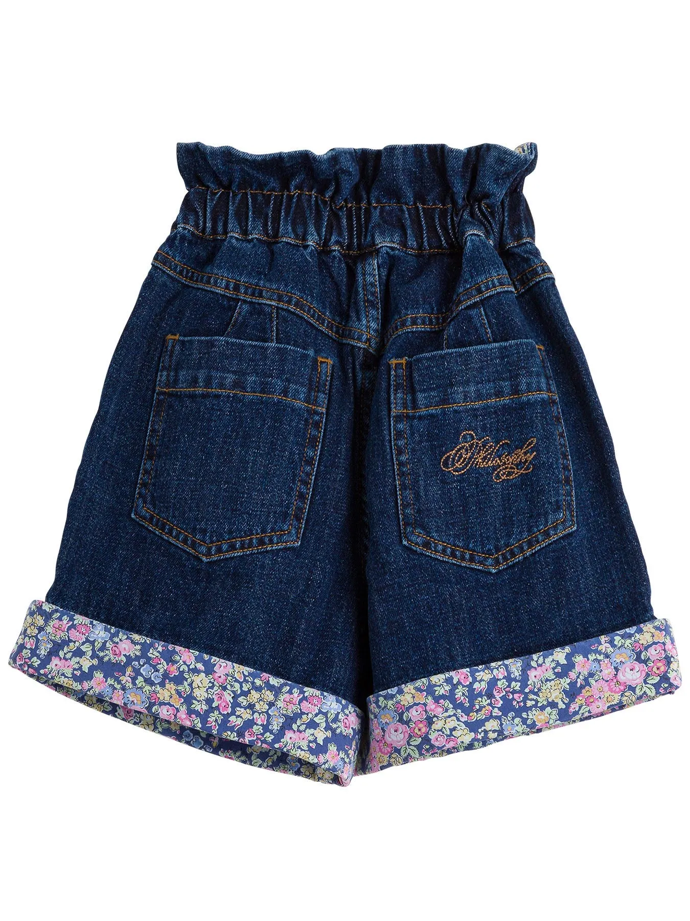 Philosophy Di Lorenzo Serafini Kids Floral Cuffed Denim Shorts