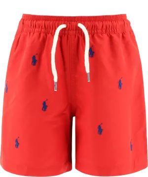 Ralph Lauren Kids Logo Embroidered Swim Shorts