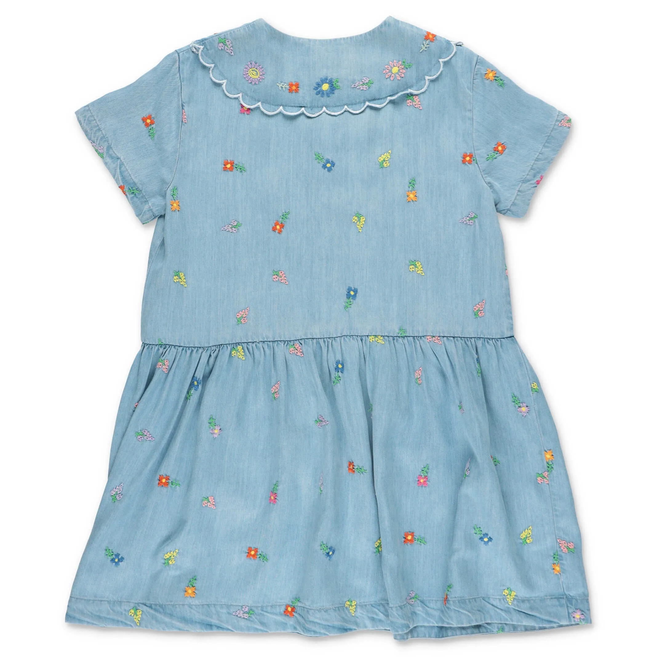 Stella McCartney Kids Flower Embroidered Denim Dress