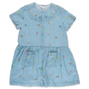Stella McCartney Kids Flower Embroidered Denim Dress