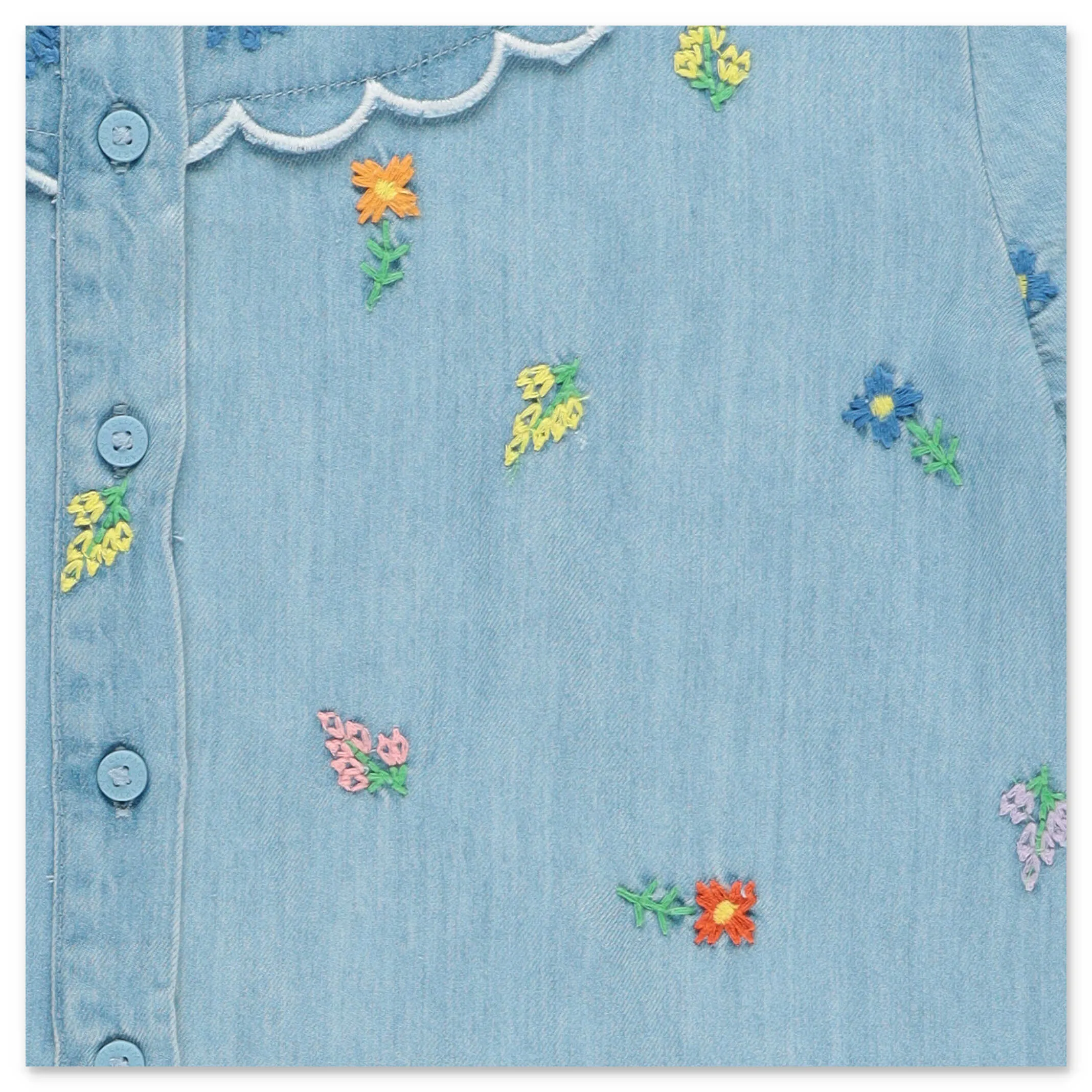 Stella McCartney Kids Flower Embroidered Denim Dress