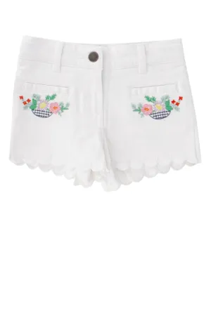 Stella McCartney Kids Flower Embroidered Denim Shorts
