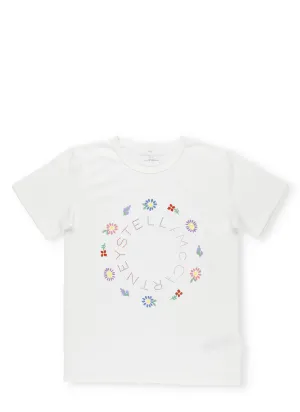 Stella McCartney Kids Flowers Logo Print T-Shirt