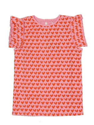 Stella McCartney Kids Heart Motif Ruffled Sleeve Top