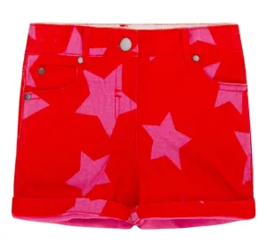 Stella McCartney Kids Star Printed Logo Detailed Denim Shorts