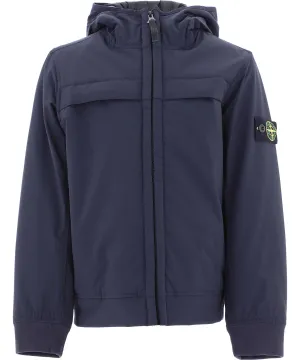 Stone Island Junior Logo Patch Zip-Up Hooded Jacket