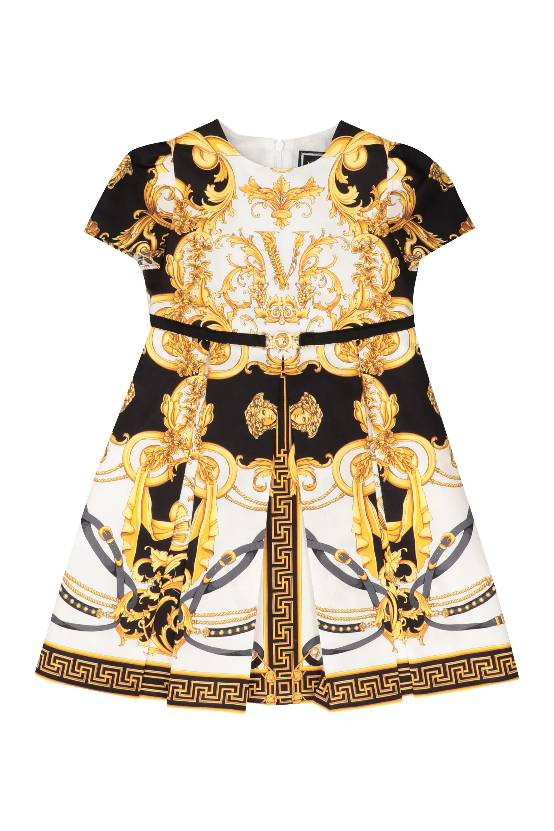 Versace Kids Baroque Print Pleated Dress