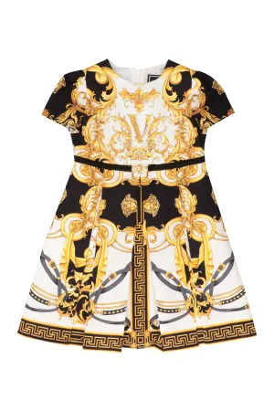 Versace Kids Baroque Print Pleated Dress