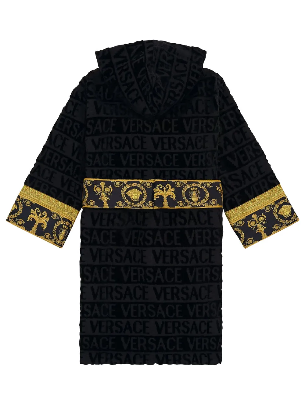 Versace Kids Belted Logo Monogram Hooded Robe