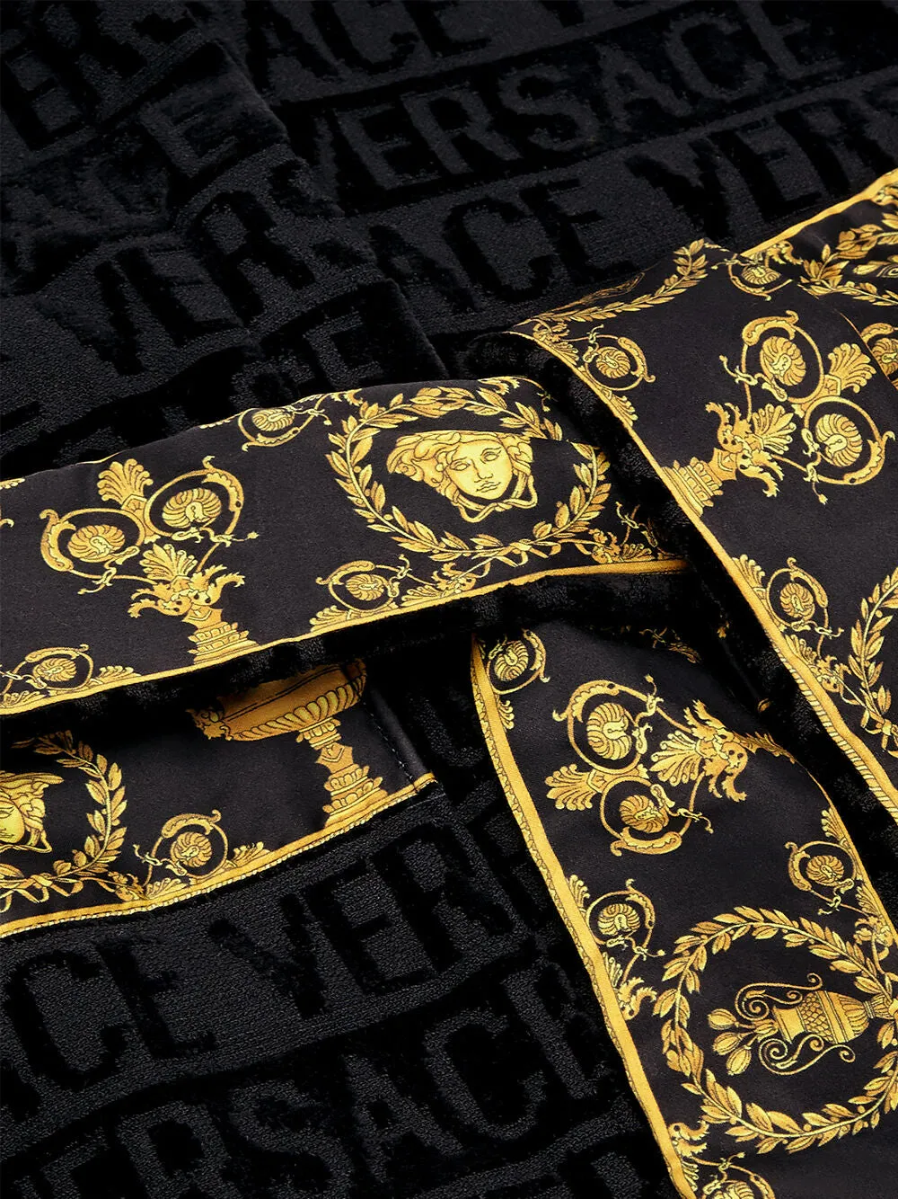 Versace Kids Belted Logo Monogram Hooded Robe