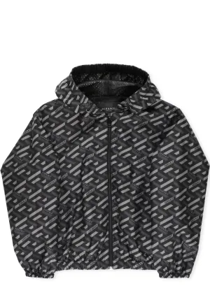 Versace Kids Monogram Printed Hooded Jacket