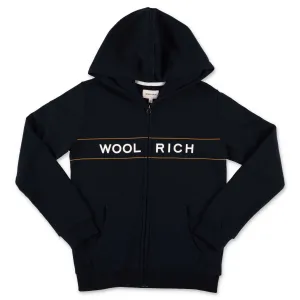 Woolrich Kids Logo Print Zipped Hoodie